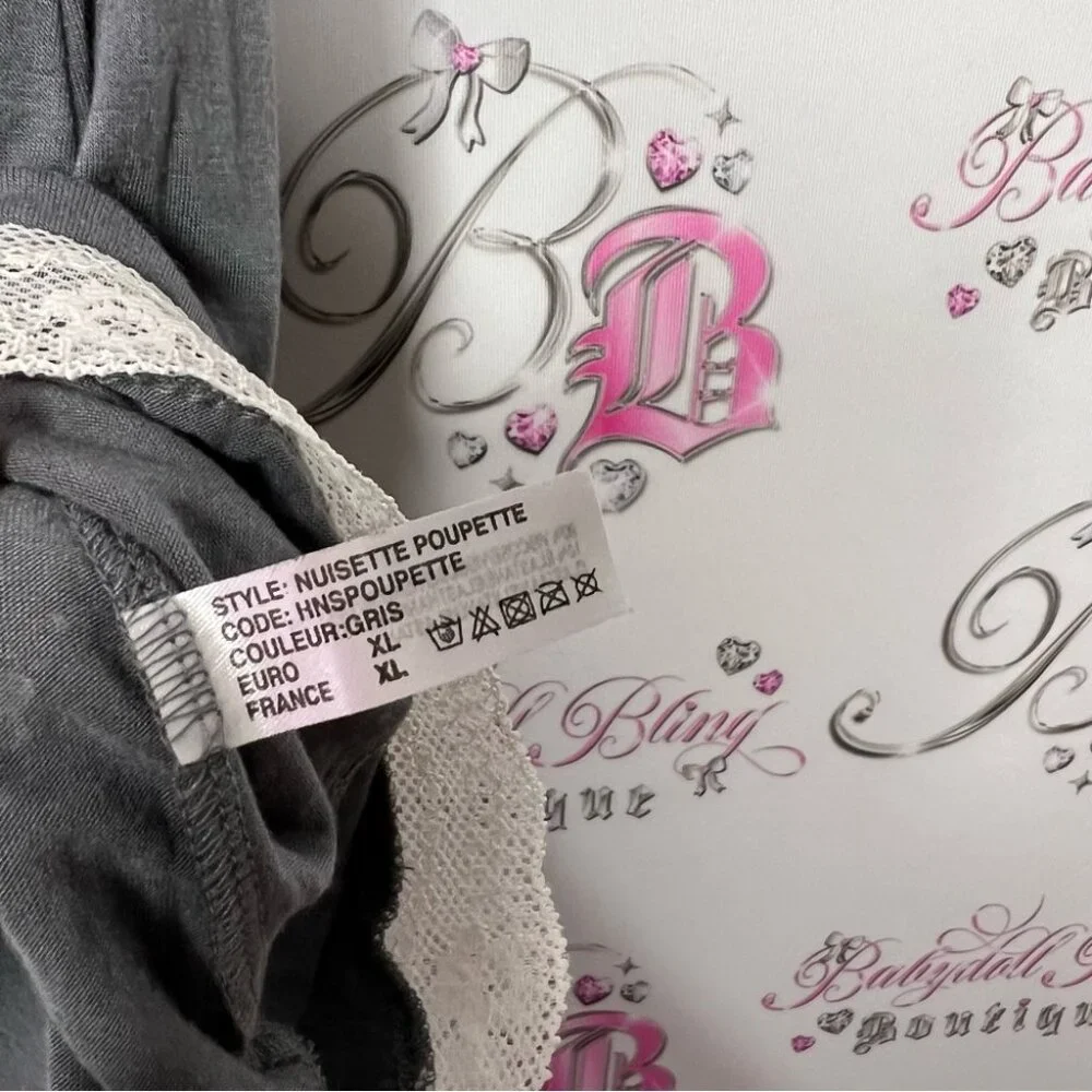 Valege dress grey white ruffle detail bow tie up lace ruffle frills cute y2k - Picture 7 of 9